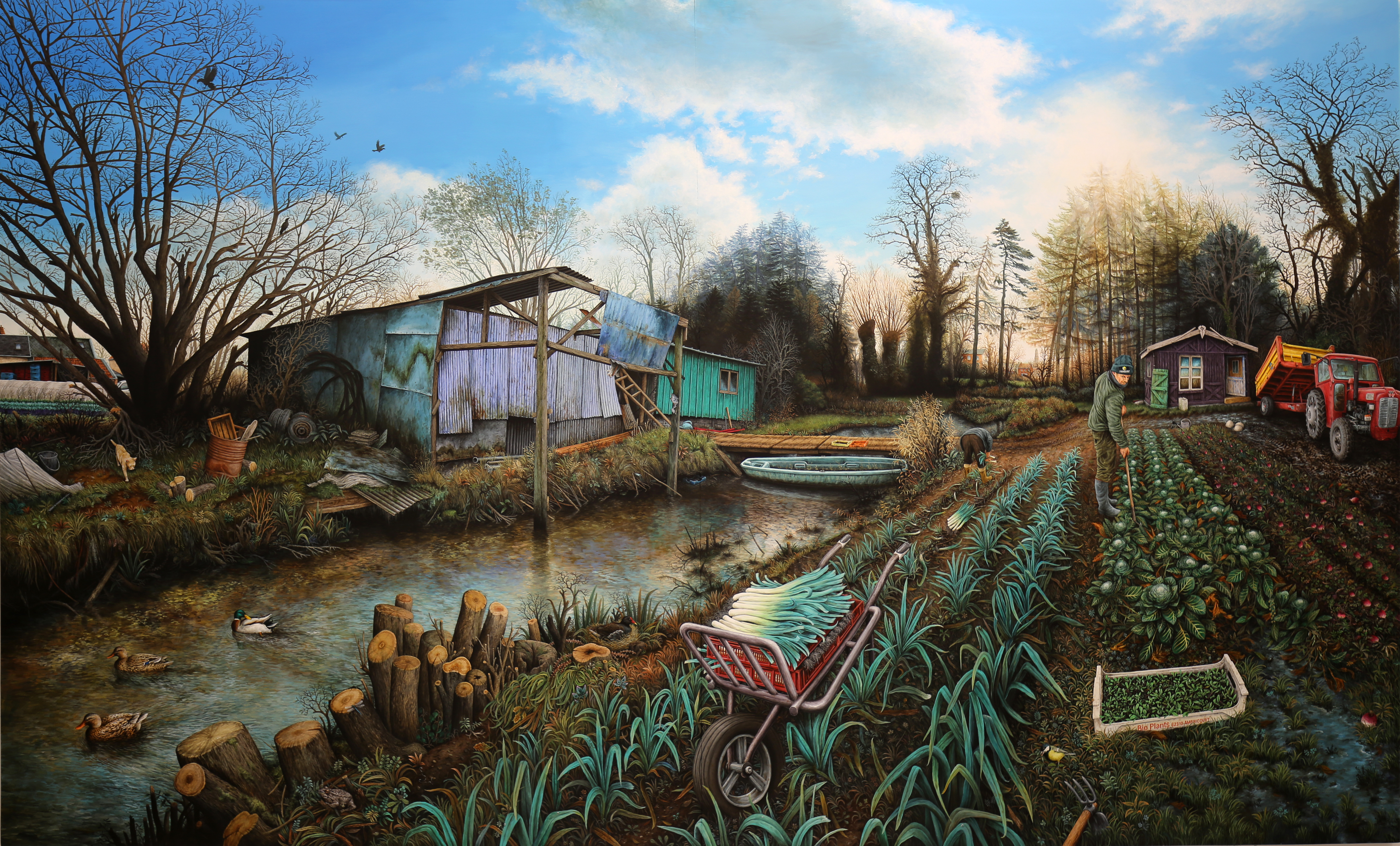 Julien Beneyton - Hortillonnages - 2022, acrylique sur bois, 180 x 300 cm
