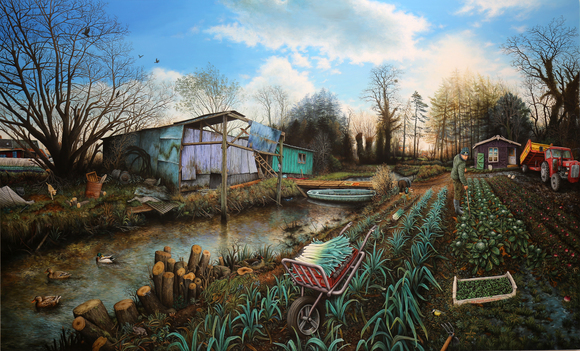Julien Beneyton - Hortillonnages - 2022, acrylique sur bois, 180 x 300 cm